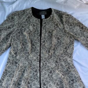 Alex Evenings Black and Cream Lace Blazer